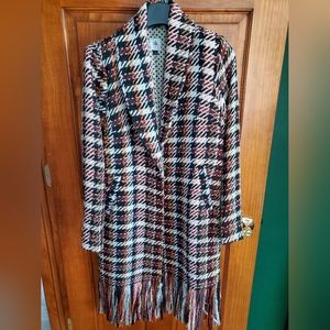 Cabi, xs, plaid, fringe, 3901 Regency Fall Coat